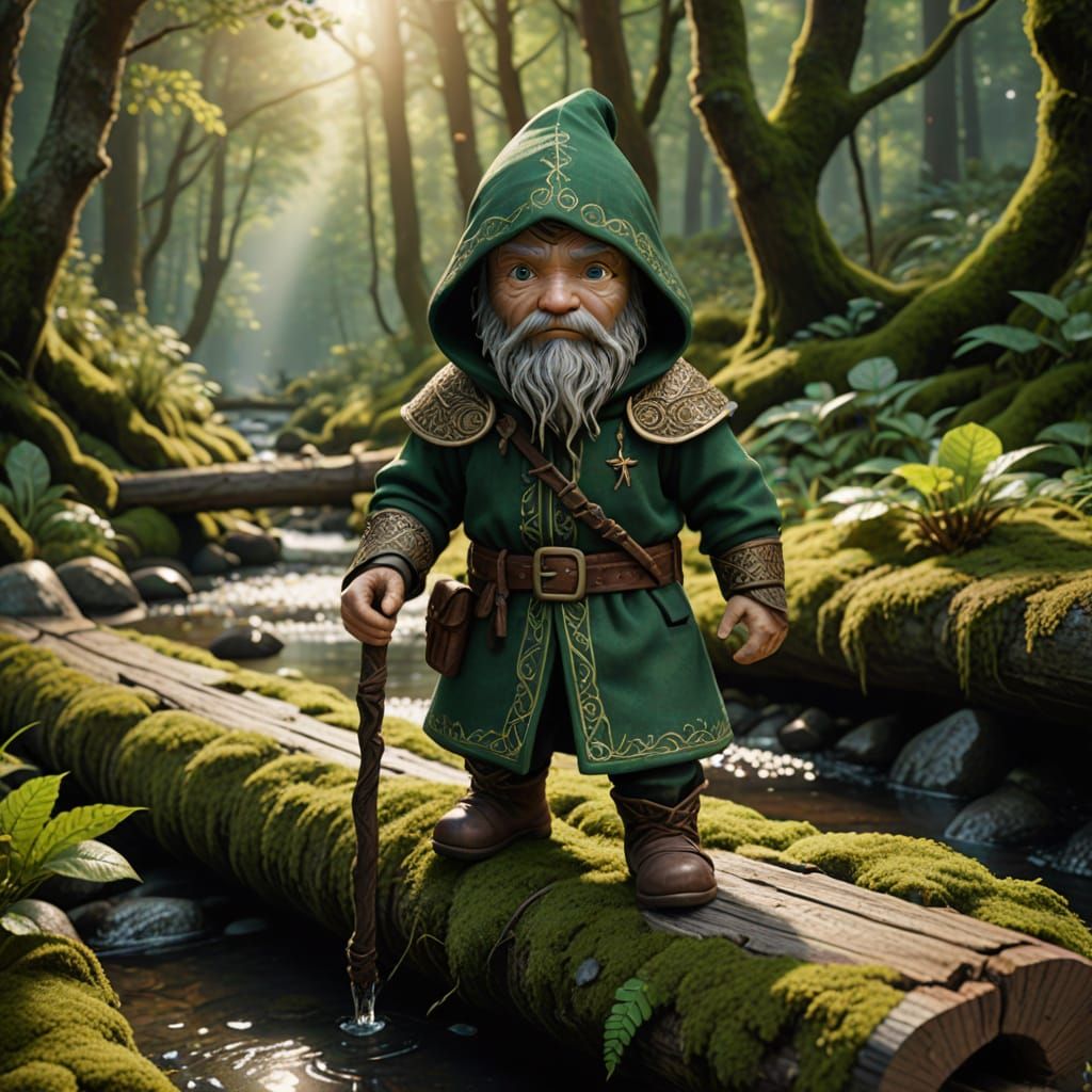 Tiny Dwarf-Like Creature in Enchanted Forest