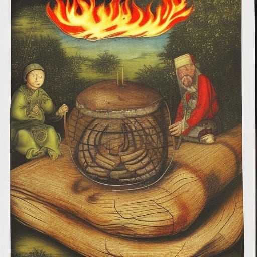 Fire in Stove Inspired by Lucas Cranach