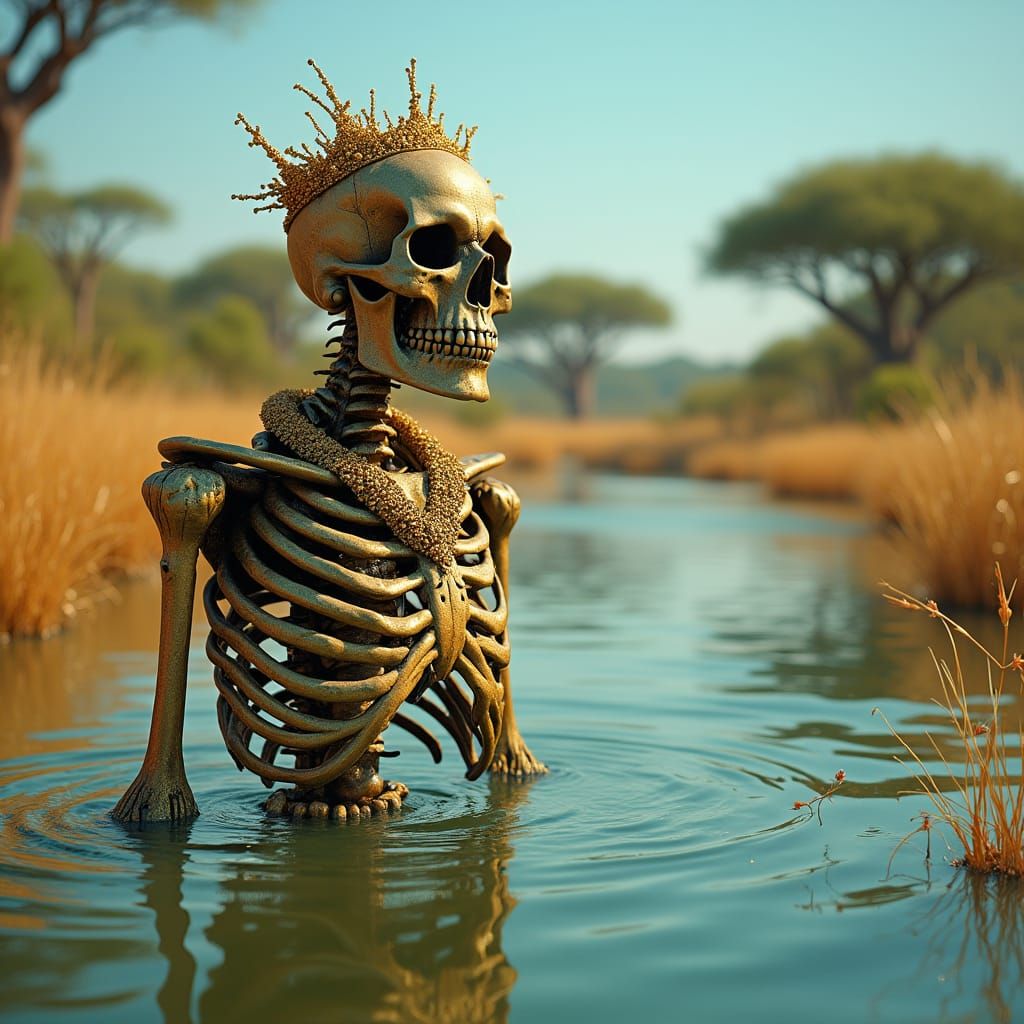 Golden Skeleton Emerges from Savanna River