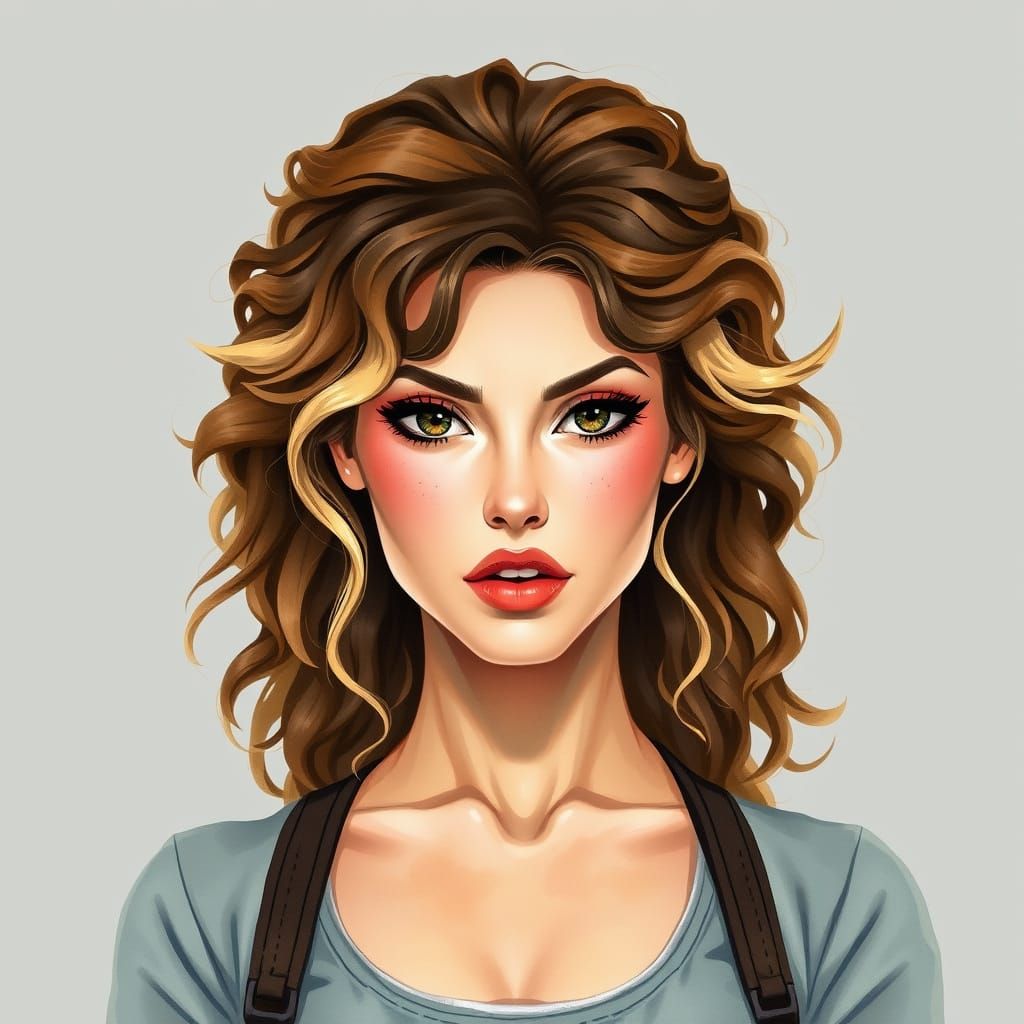 Watercolor Woman Portrait in Art Nouveau Style