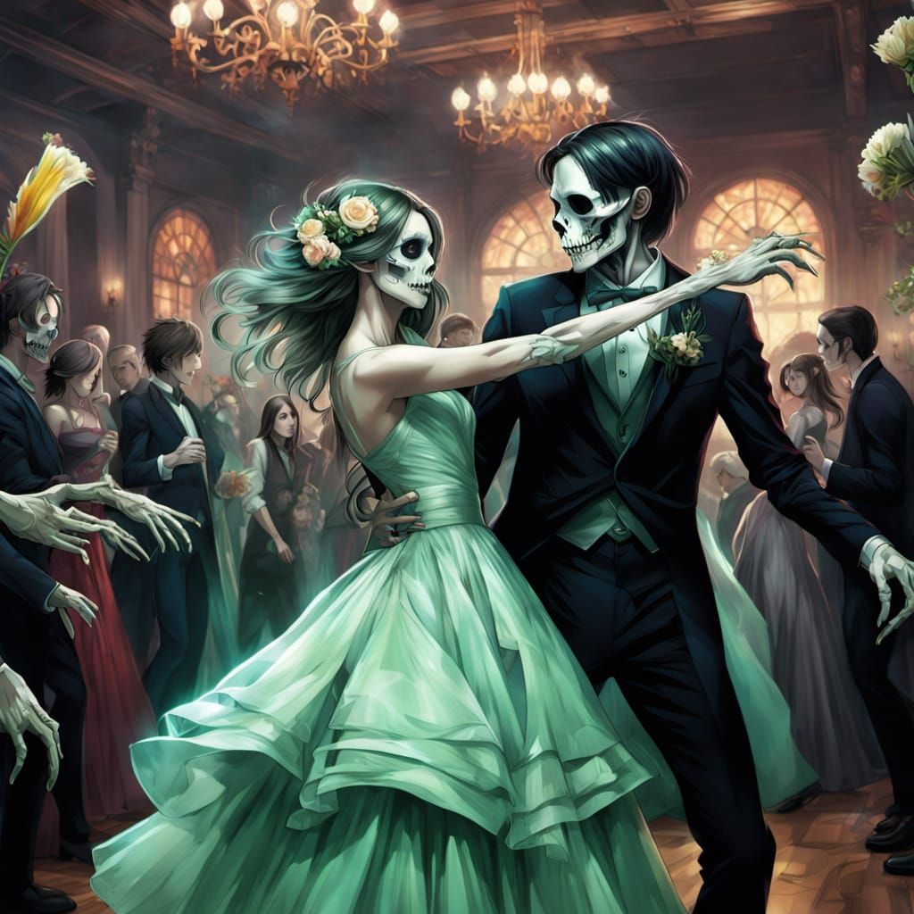 Surreal Undead Couples Dance at Eerie Prom Night