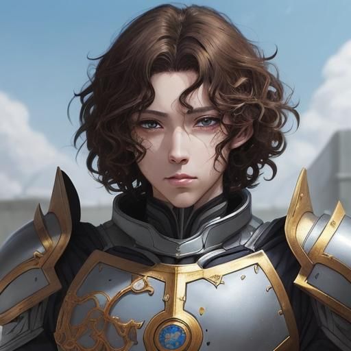 Man in White and Gold Armor, Anime Style