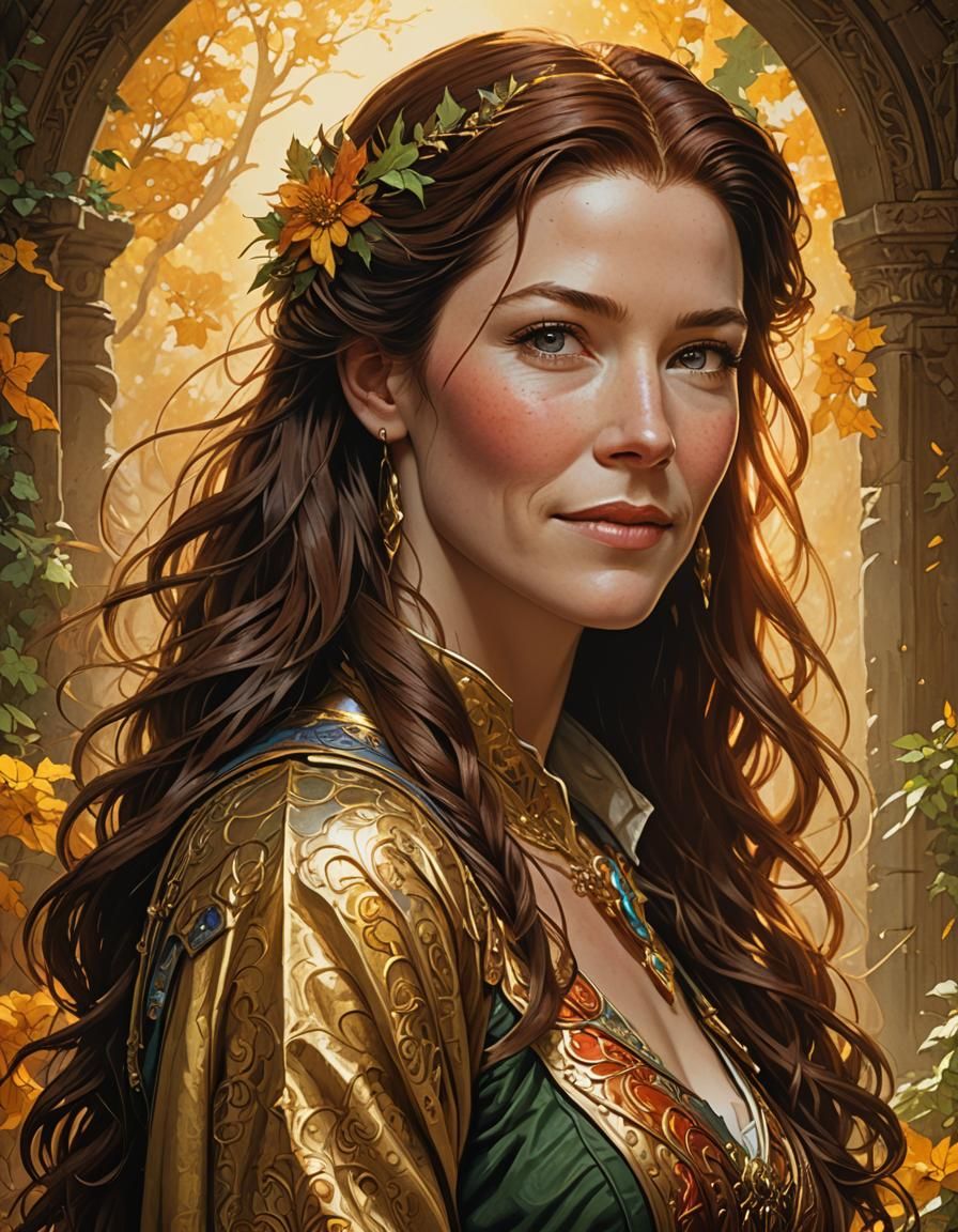 Detailed Comic Book Style Portrait with Golden Colors