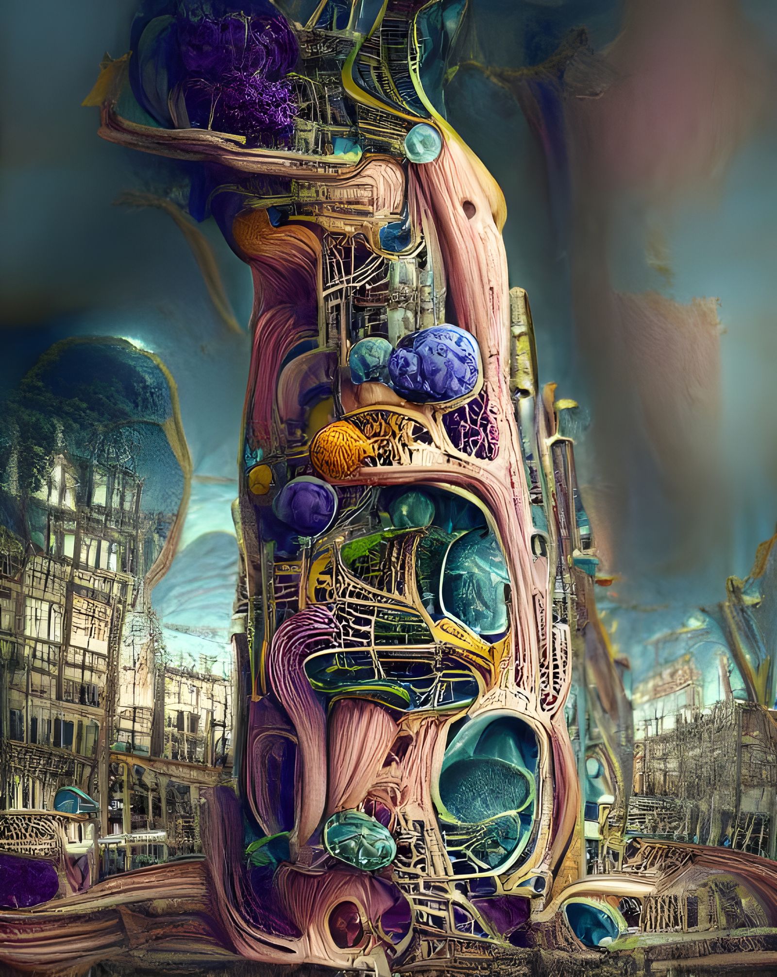Prokaryotic Cell Planet: Art Nouveau Sci-Fi Architecture