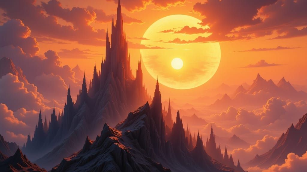 Epic Sunlit Tower on Mountain Summit