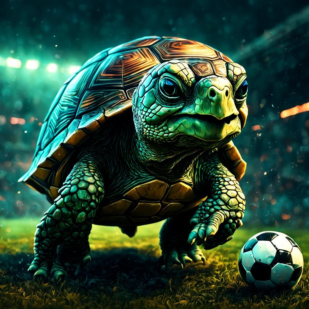 Adorable Turtle Athlete in Detailed 3D Digital Art