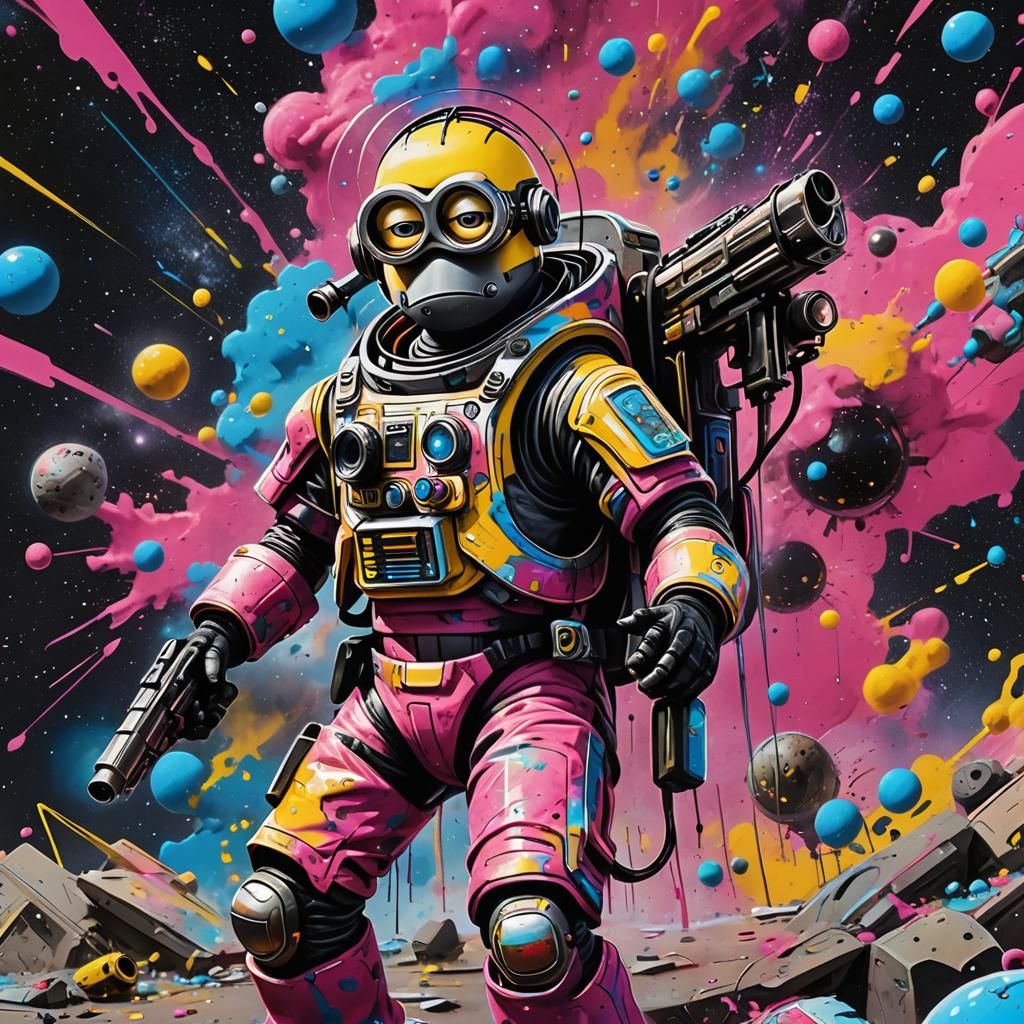 Minion Space Bandit in Graffiti Street Art