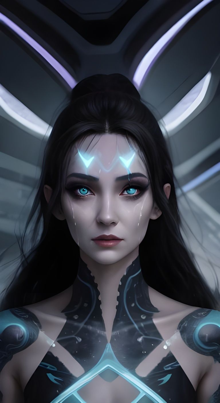 Tron Girl on Spaceship in Hyperrealistic Style