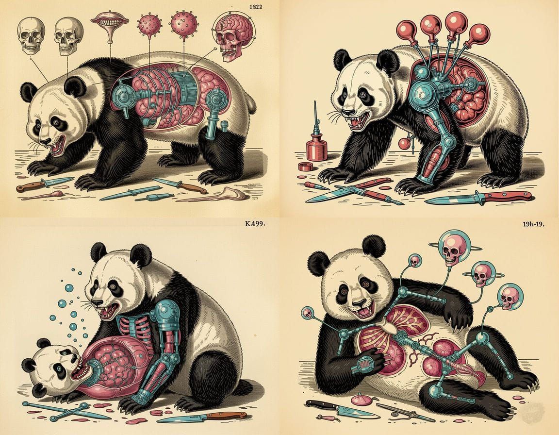 Surreal Autopsy: Panda Ape with Cybernetic Implants