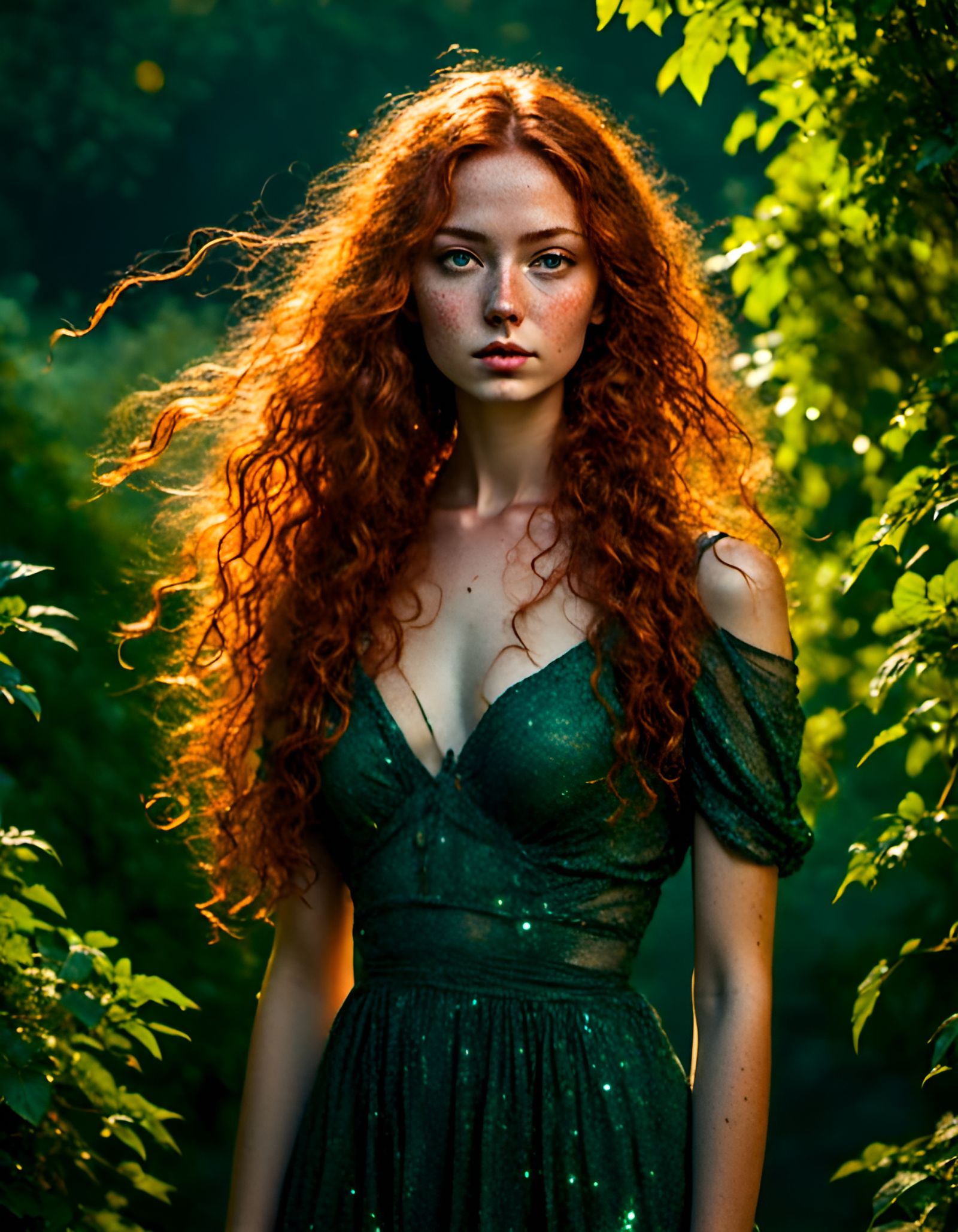 Elegant Redhead Portrait with Volumetric Lighting