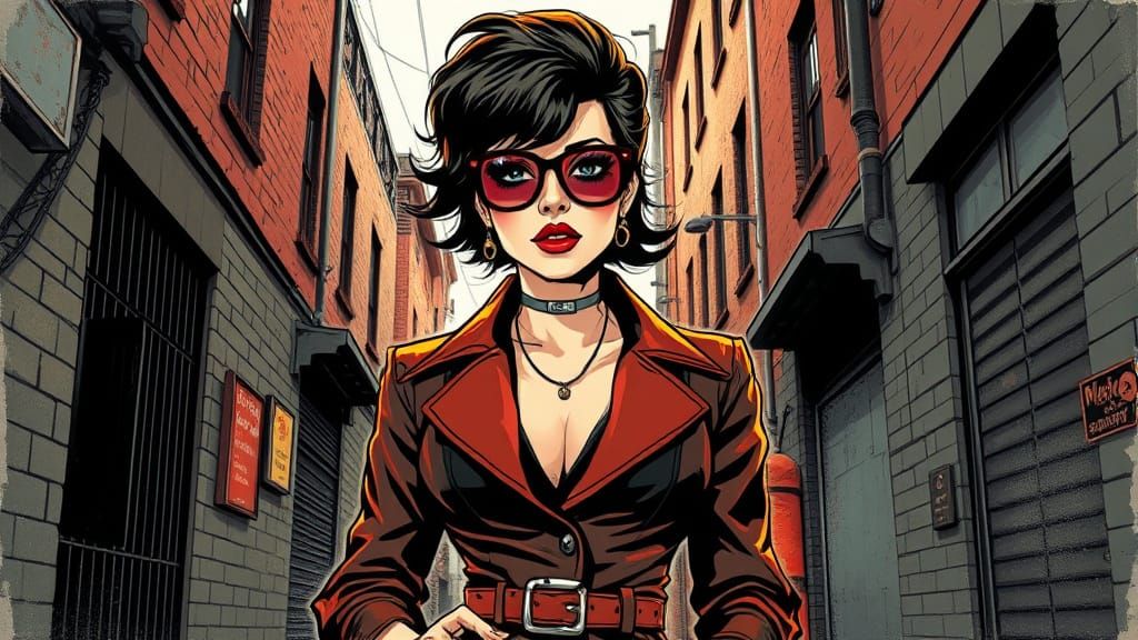 Gritty Mod Woman in Urban Alleyway