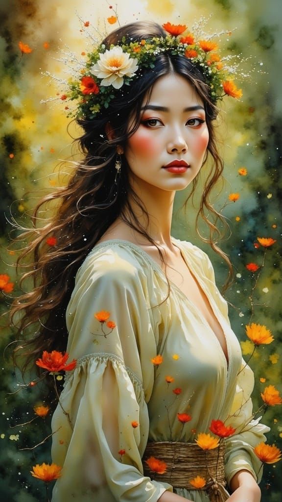 Ethereal Woman in Golden Light