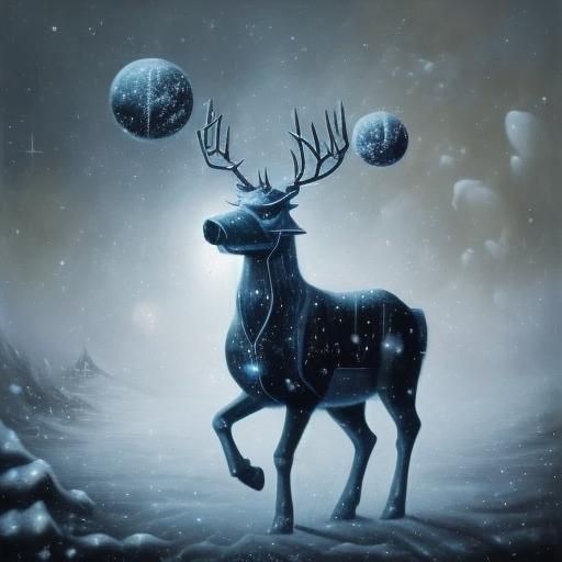 Vibrant Reindeer in Ethereal Blizzard