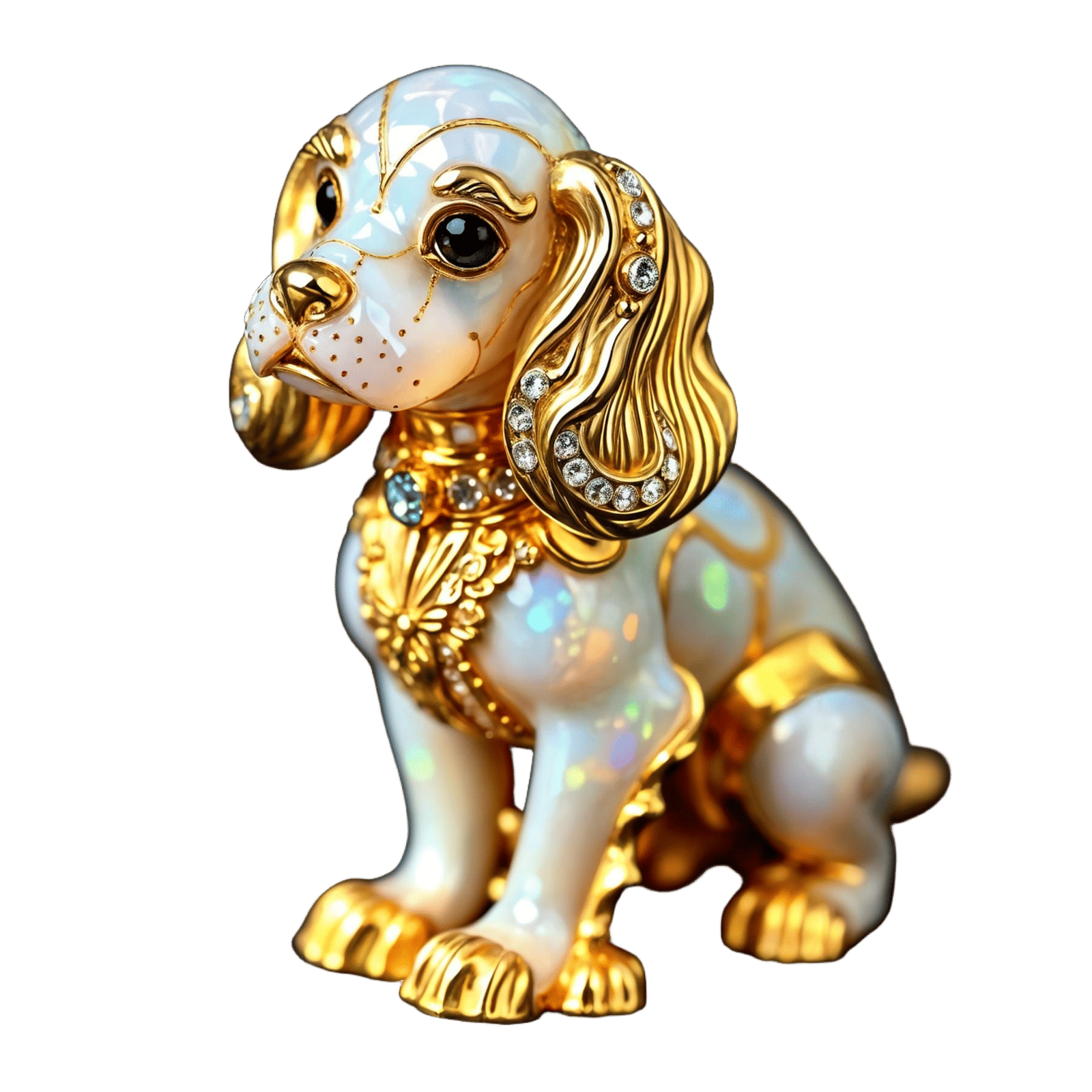 Opal and Gold Cocker Spaniel Figurine
