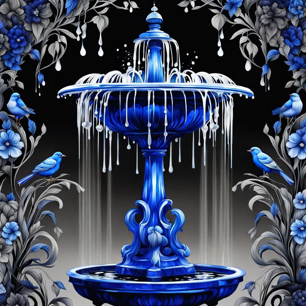 Art Nouveau Fountain with Opulent Water Jet