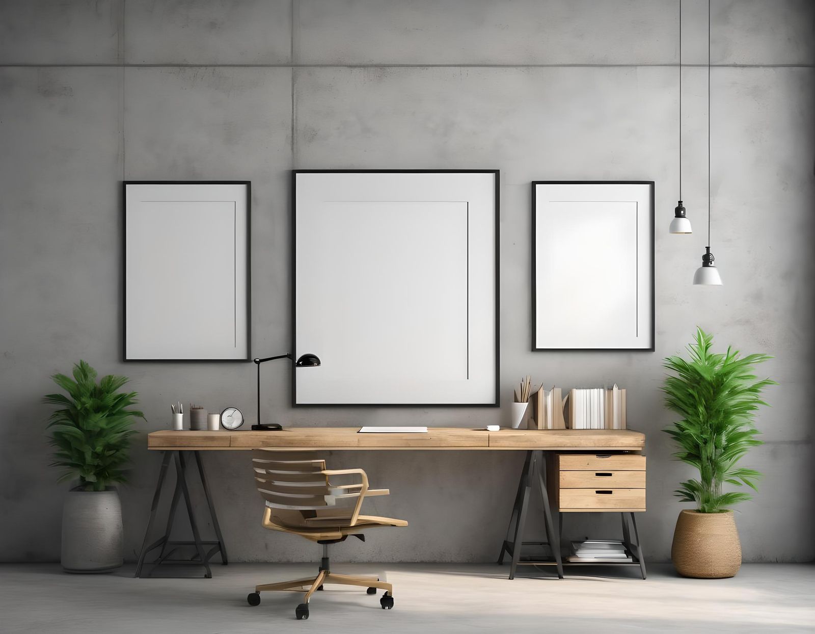 Dream Workspace with Posters: 3D Illustration