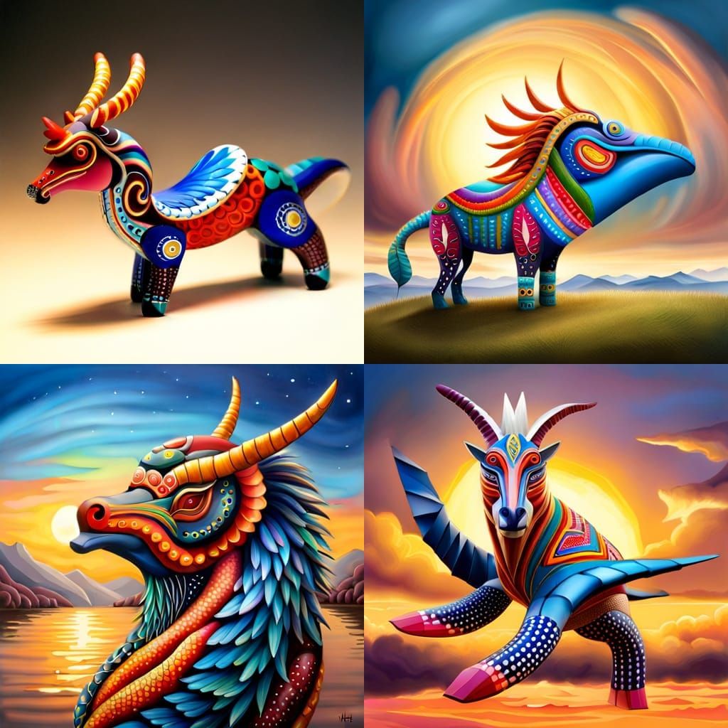 Colorful Alebrije: A Mythical Hybrid Creature