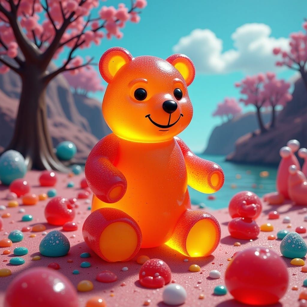 Gummy Bear in Candyland Gouache Wonderland