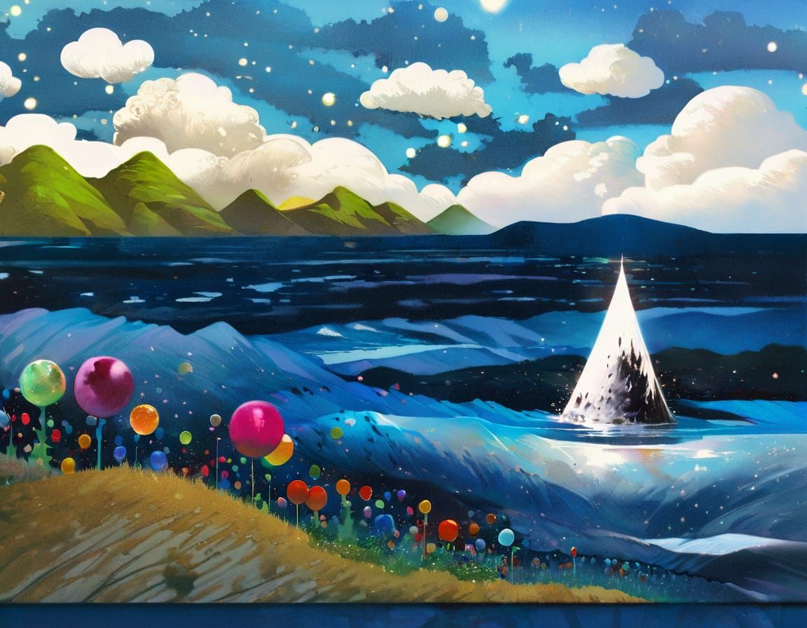 Detailed Liquid Ink Illustration with Vibrant Colors