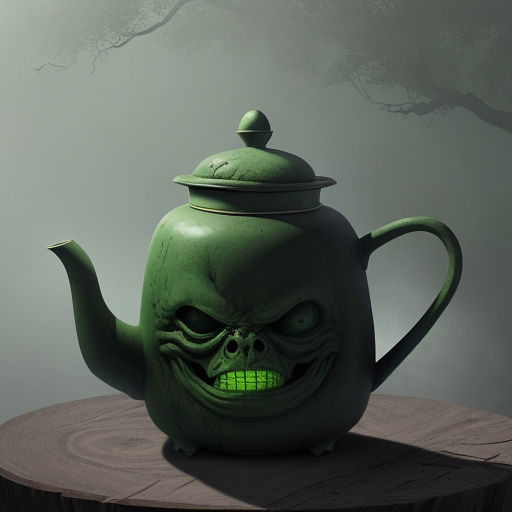Terrified Teapot in Alien Spaceship: Surreal Impressionism