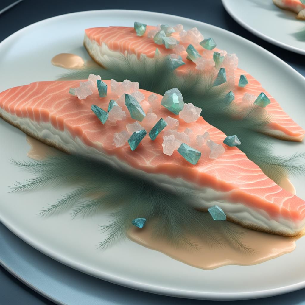 Surreal Salmon Soaring Through Aurora Borealis