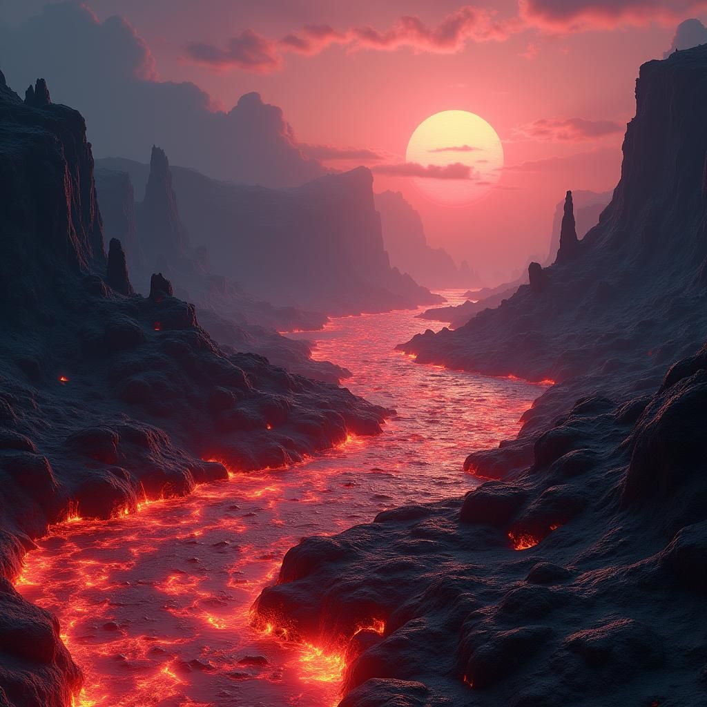 Detailed Matte Painting of a Lava River