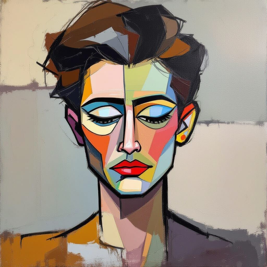 Abstract Portrait of a Faceless Figure in Neutral Tones