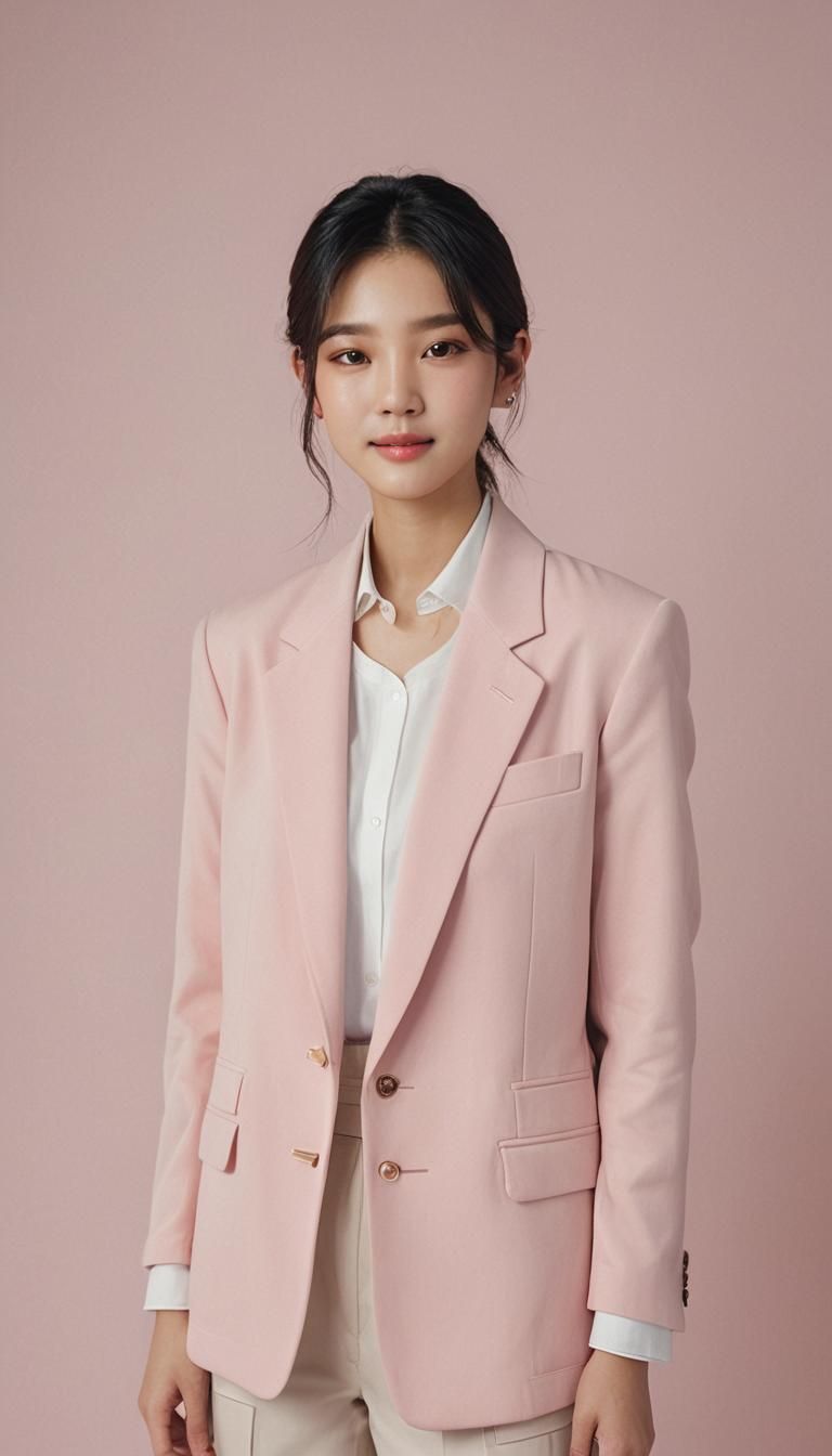 Kim Ji Soo K-Pop Portrait in Pastel Pink
