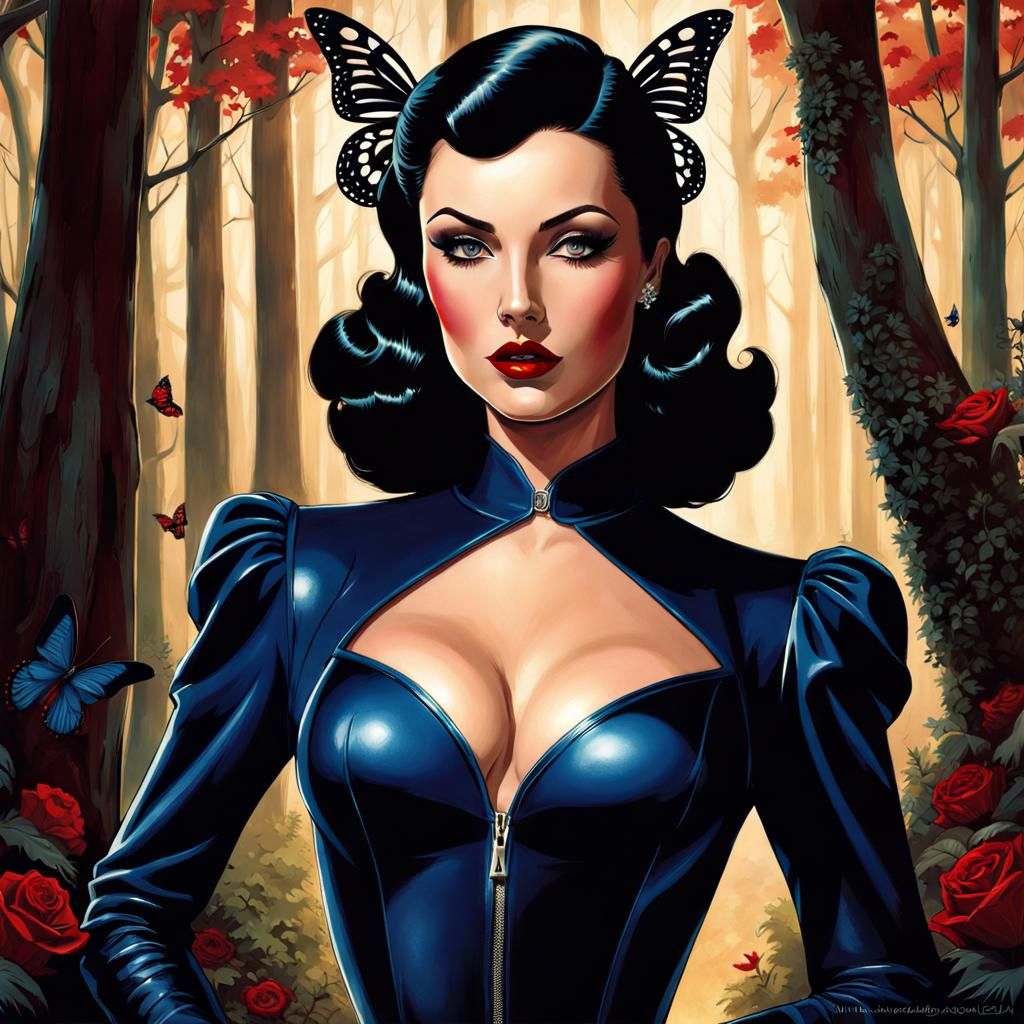 Dark Haired Enchantress in Neo-Noir Style