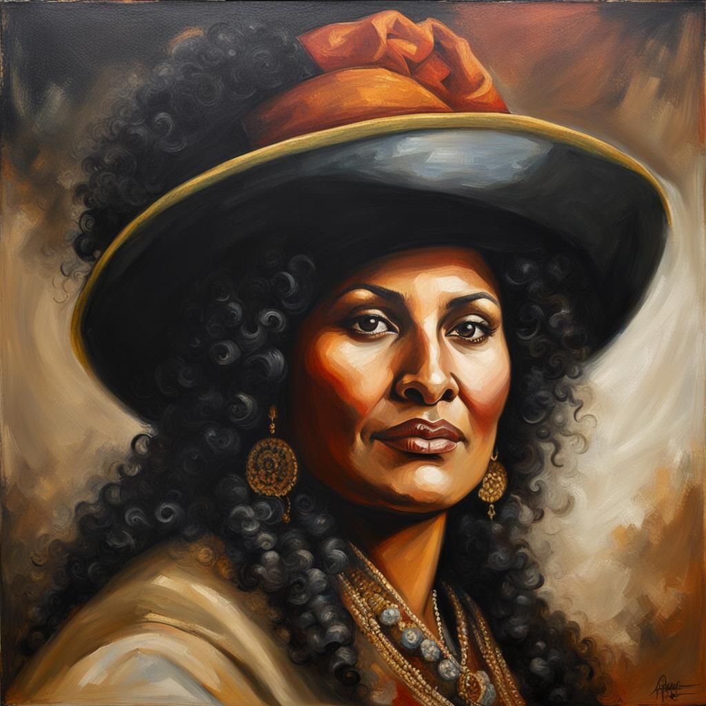 Portrait of Pam Grier as Oil Painting