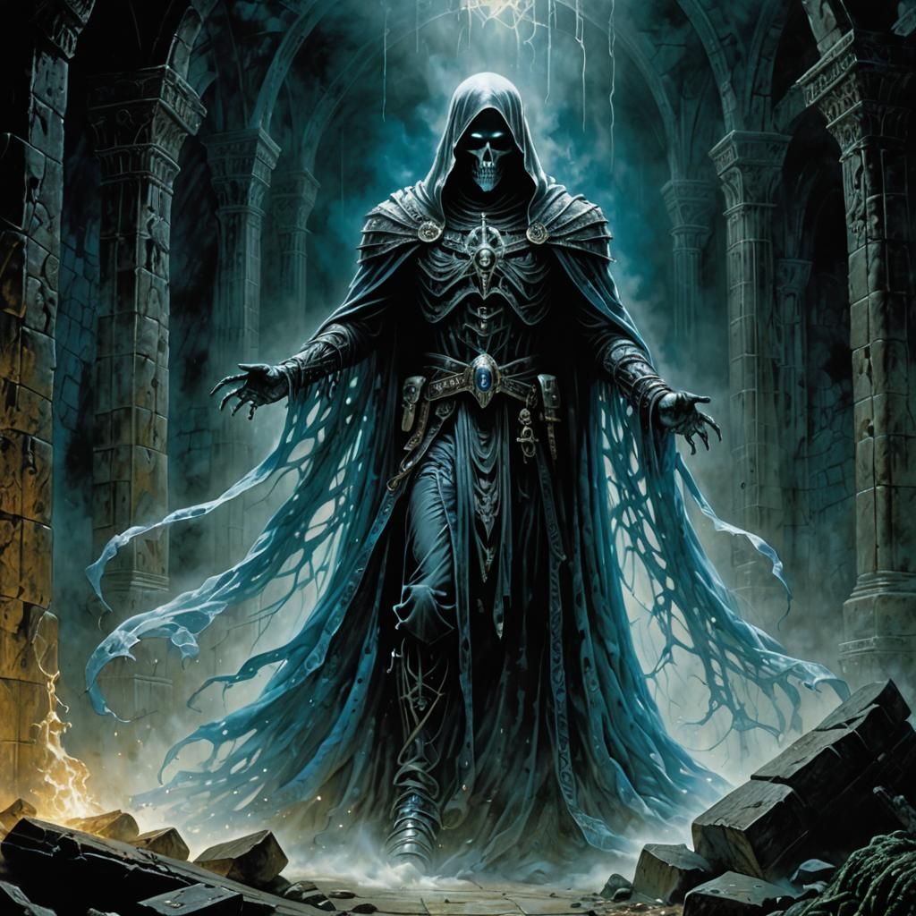 Ghostly Wraith in Dark Dungeon, Grimdark Fantasy