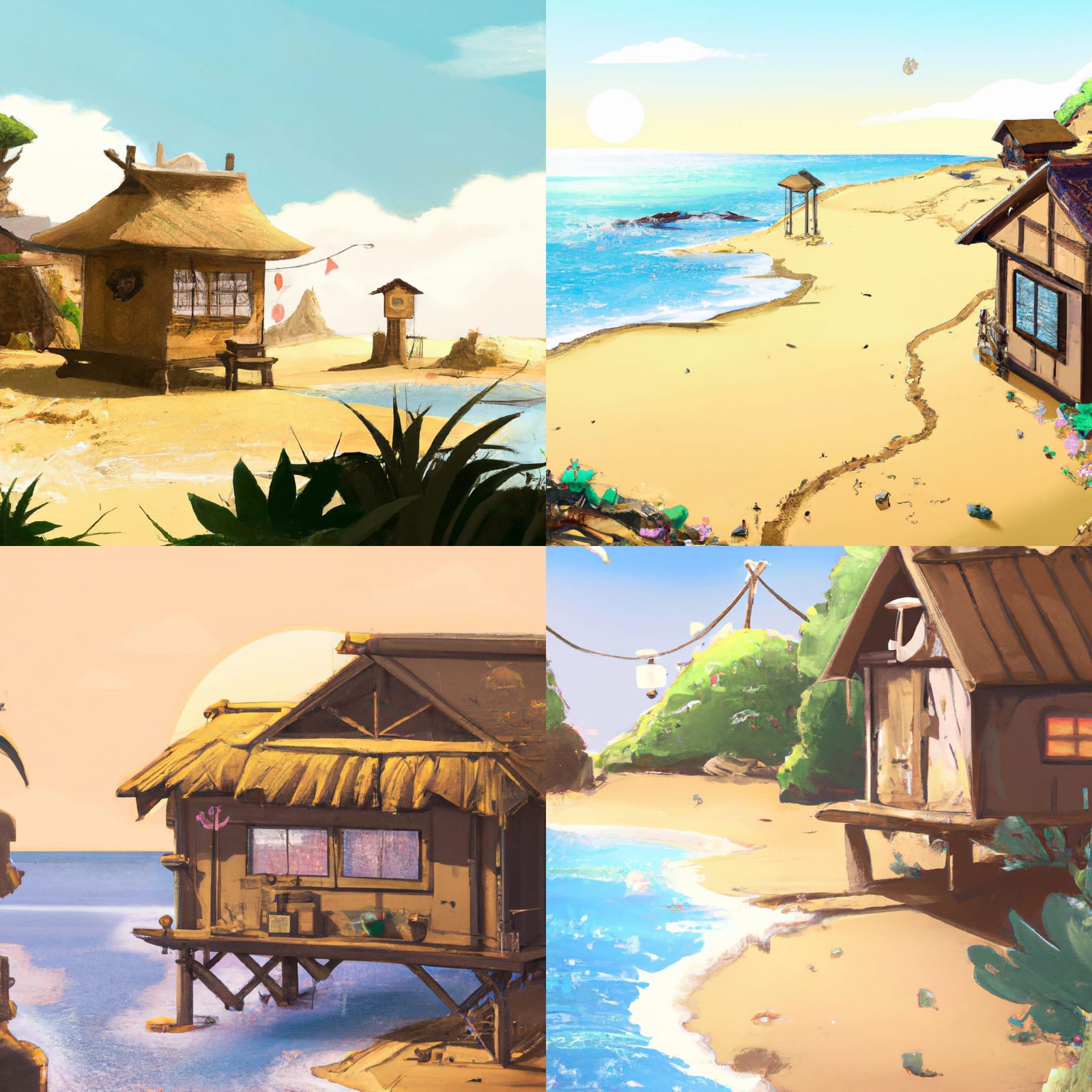 Anime Beach Cabin in Studio Ghibli Style