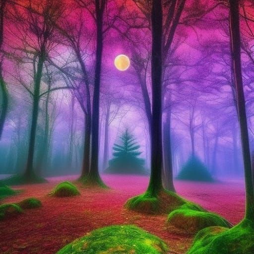 Moonlit Fairy Forest in Majestic Color