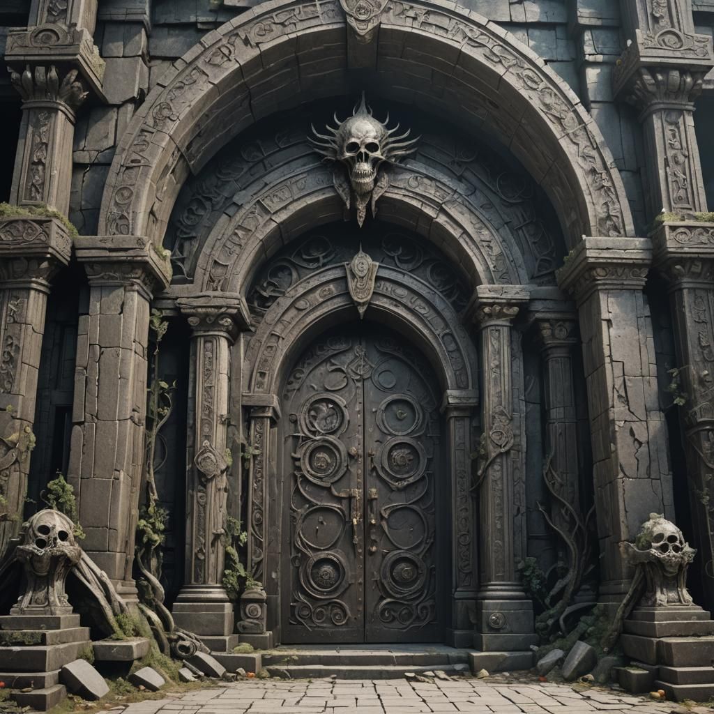 Fantasy Temple Entrance: Abyss, Death, Gluttony