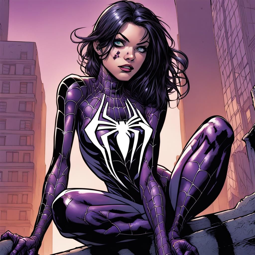 Emo Girl in Torn Spider-Man Suit Comic Art