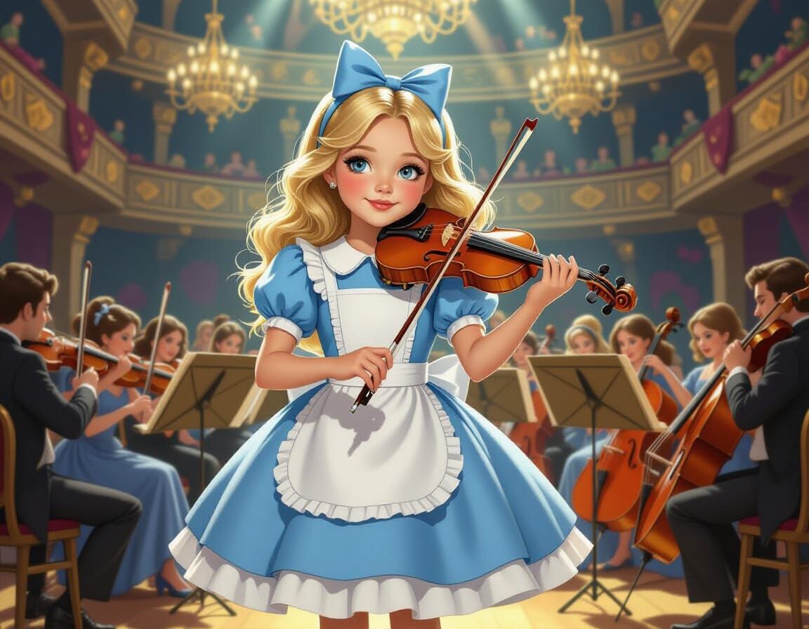 Alice in Wonderland Conducts Symphony Orchestra in Vintage S...
