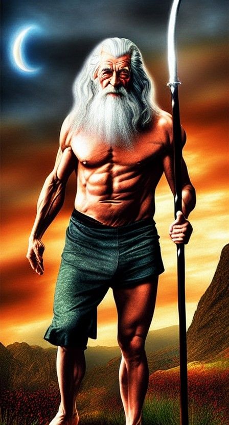 Muscular Wizard Oil Painting Poster Art