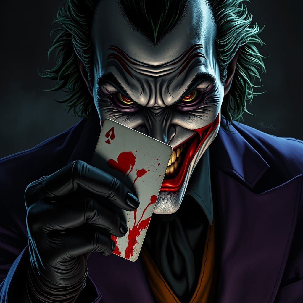 Dark Joker Portrait in Digital Comic Book Style