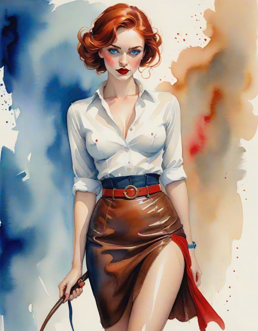 Confident Pin-Up Model with a Hint of Reserve