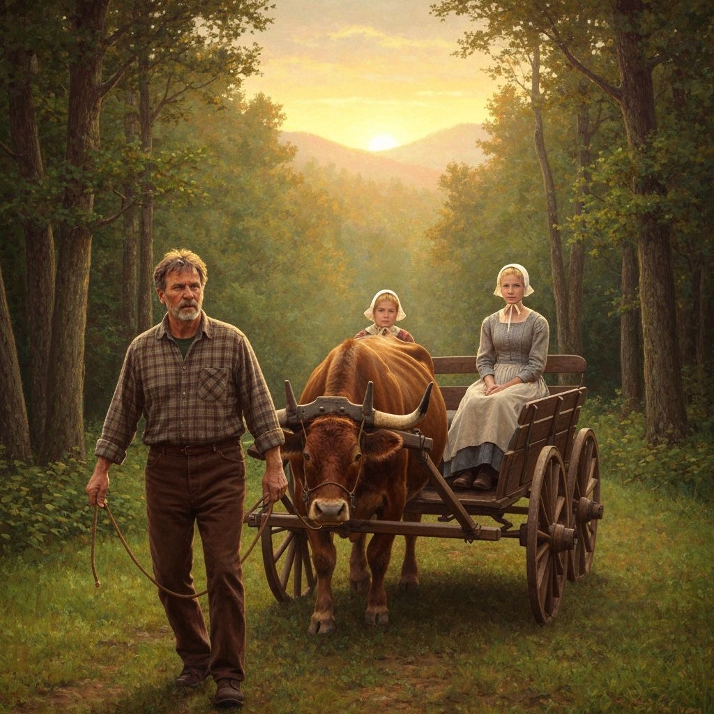 Family Journey Through the Woods in Golden Light