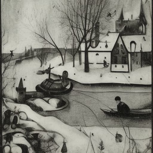 Old Man Bokeh on Winter River: Surreal Art