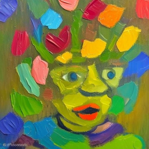 Expressionist Garden Gnome Impasto Oil Painting