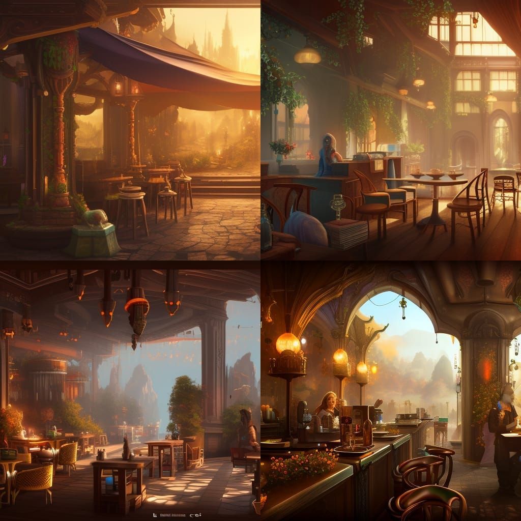 Fantastical Cafe Concept Art in Deep Color