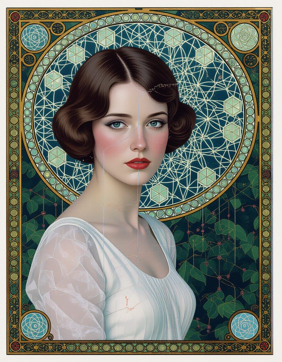 Glitch Art Pin-Up with Fractal Overlays