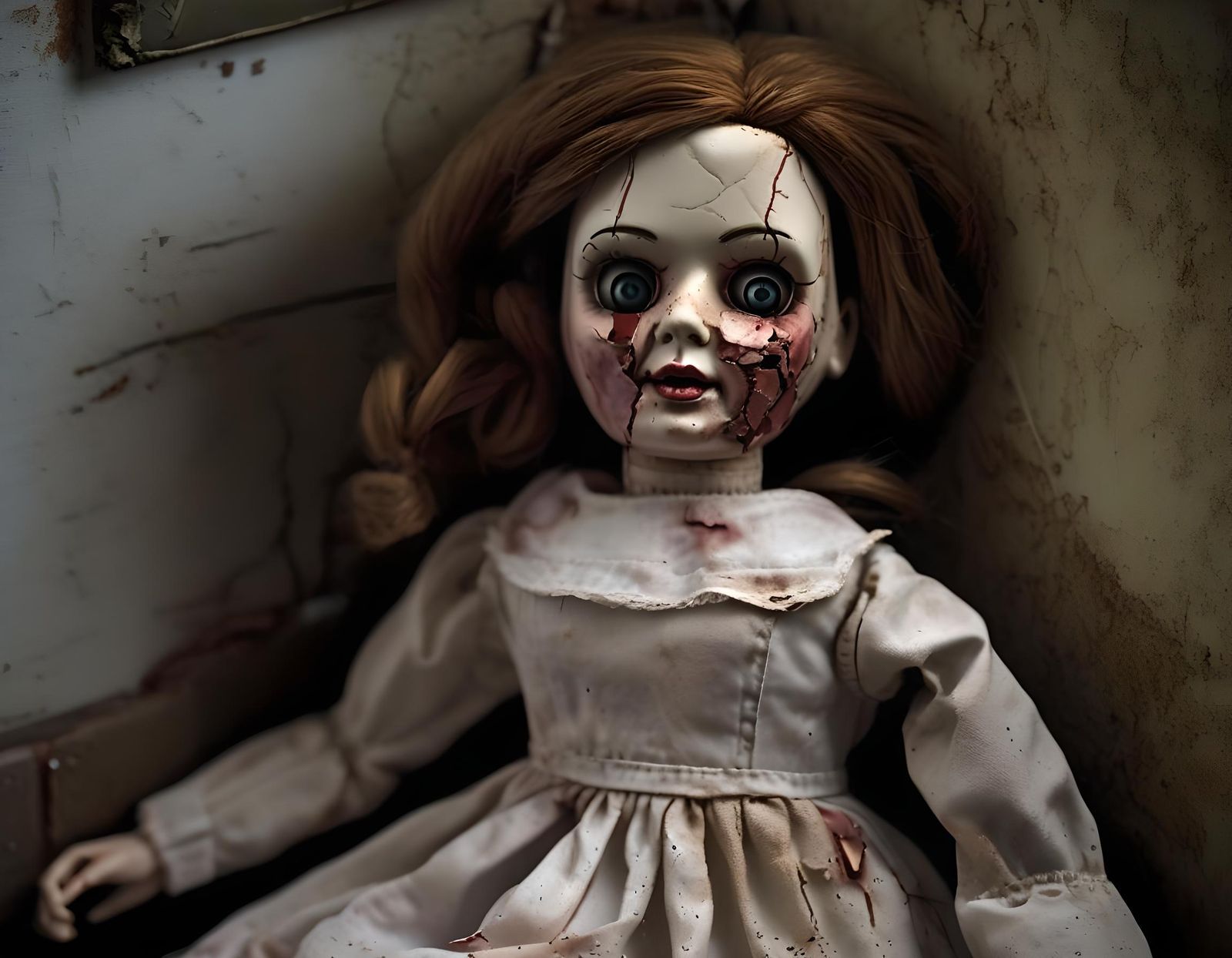 Realistic Haunted Annabelle Doll in Abandoned Asylum
