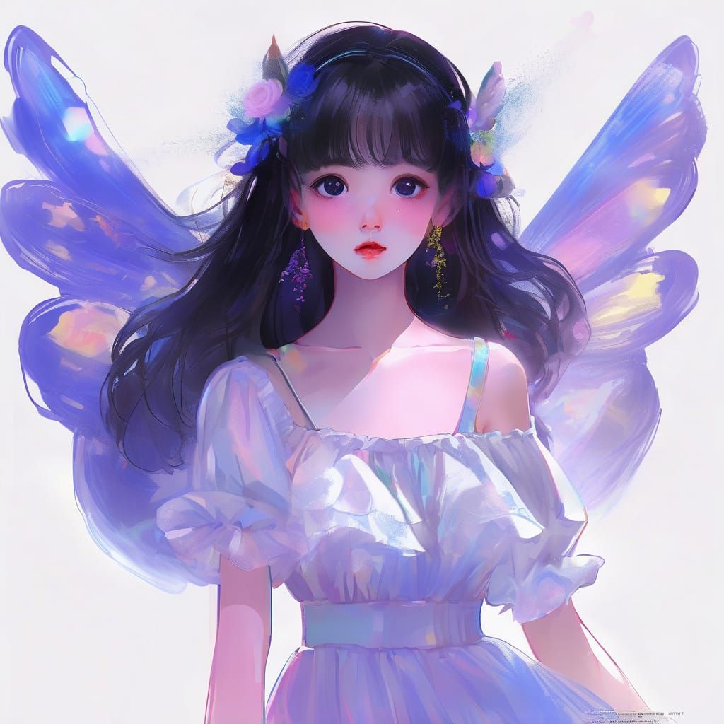 Girl with Wet-Doe Eyes in Painterly Style