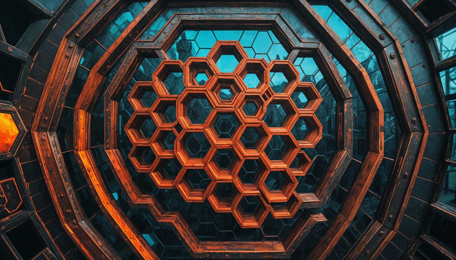 Ominous Hexagon Door in Hyperdetailed 3D HDR