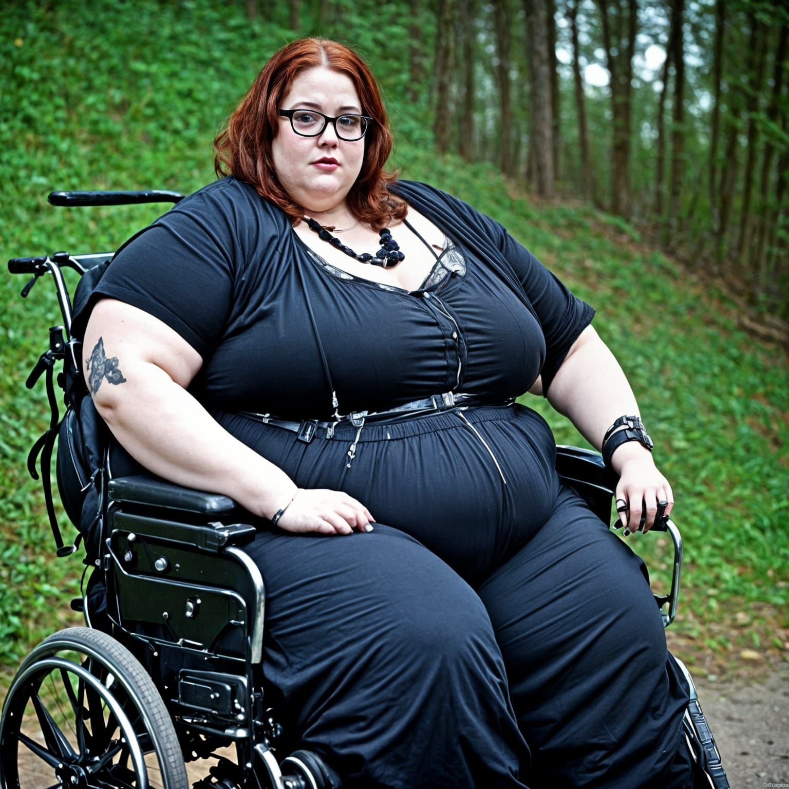 Plus-Size Woman with Exaggerated Features in AI Art