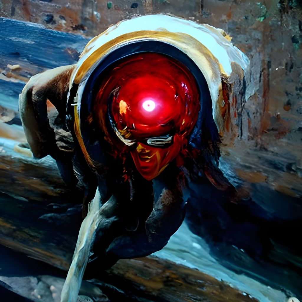 Cyclops Unleashes Crimson Energy Blast as Oil Painting