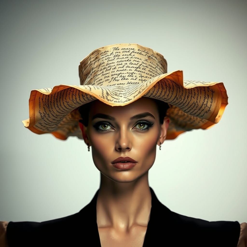 Avant-Garde Hat Made of Manuscript Pages